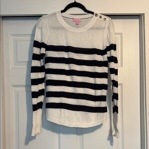 Lilly Pulitzer Blue and White Crew Neck Sweater Nautical Stripes
